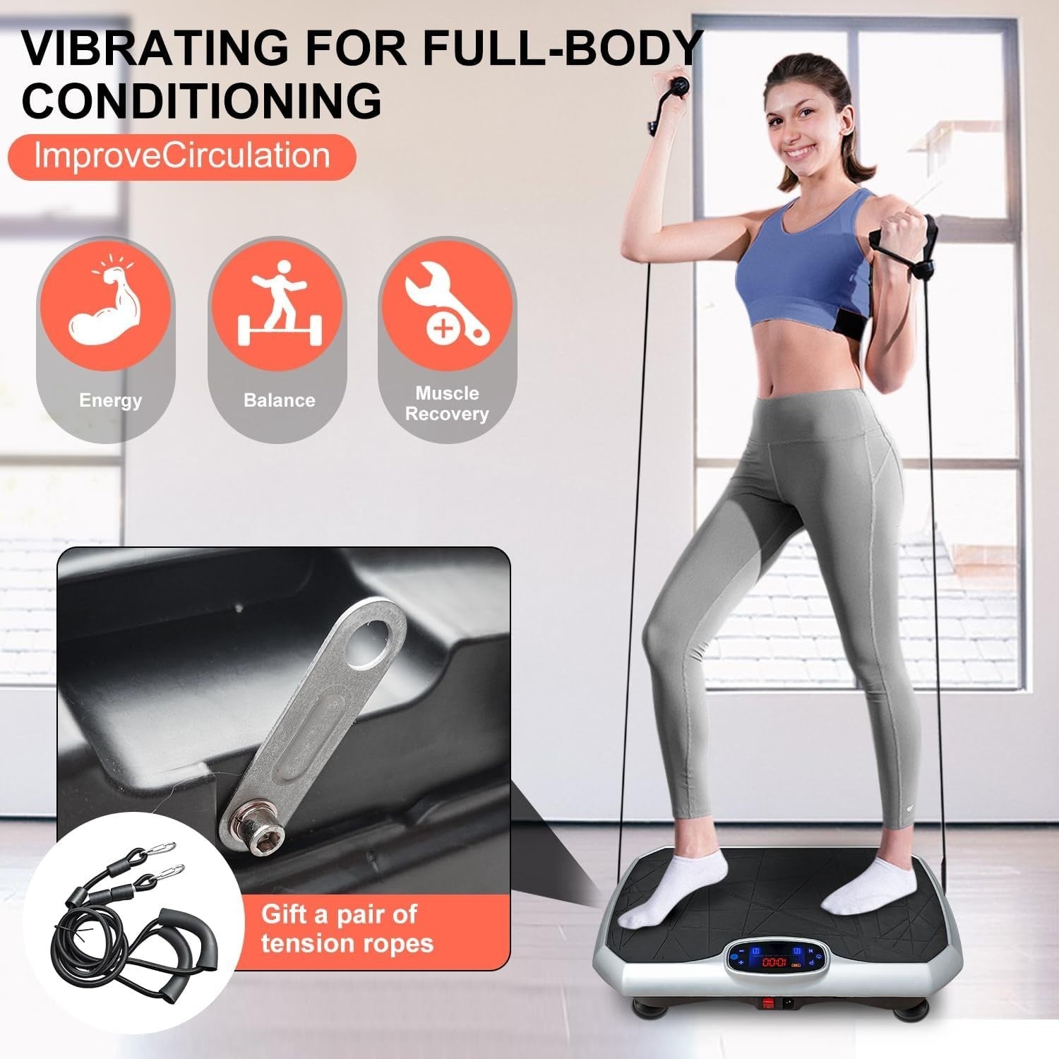 Vibration Plate Exercise Machine Bluetooth Remote Full Body 350lb