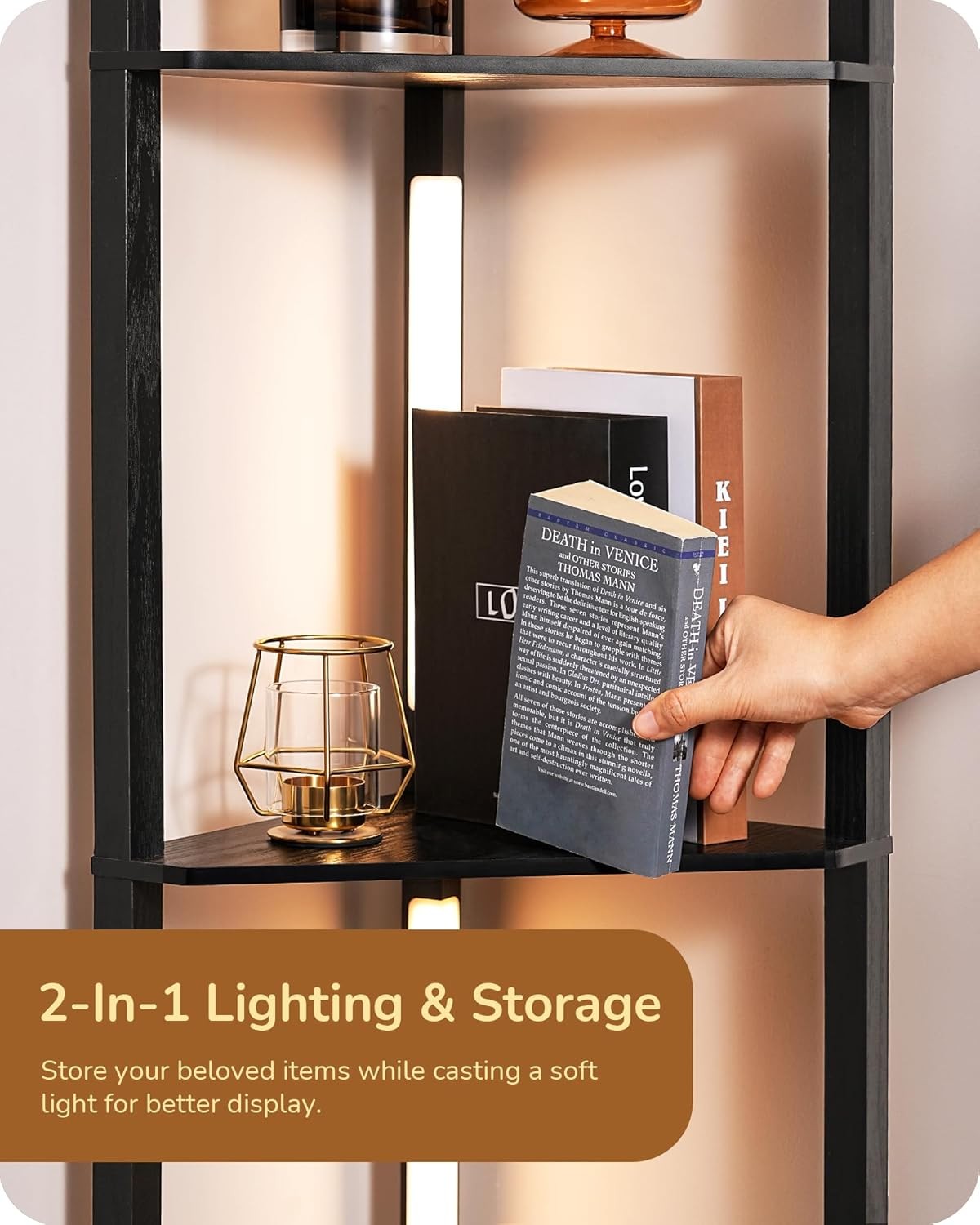 LED Floor Lamp with Shelves Dimmable Standing Light Storage Display Unit
