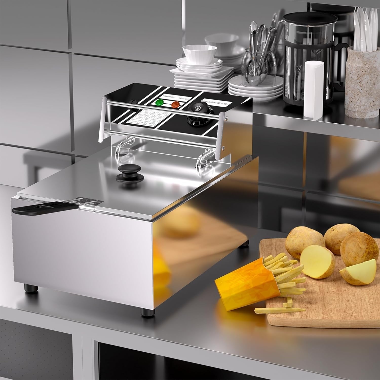 10L Deep Fat Fryer 2500W Electric Stainless Steel Countertop Fryer