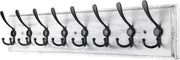 Grey Wooden Wall Mounted Coat Rack | 8 Hook Heavy Duty Hanger for Hallway