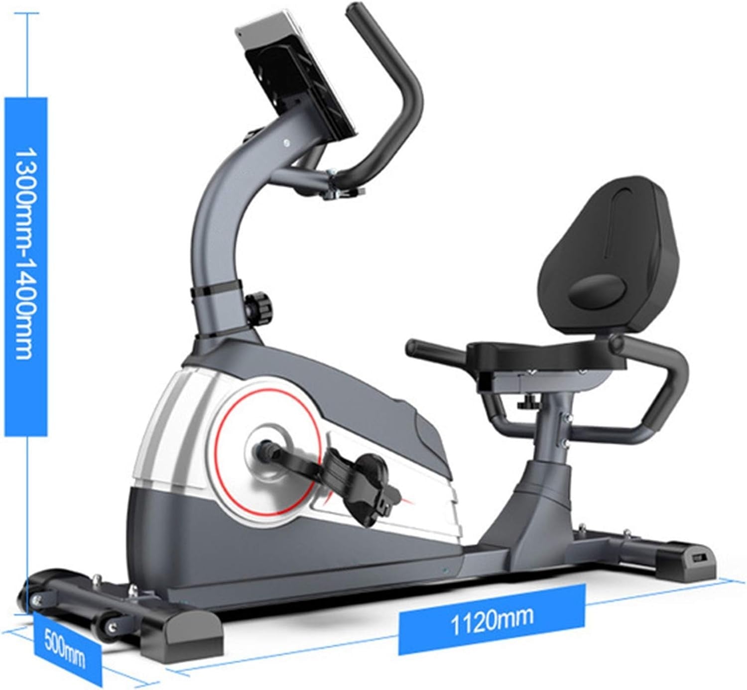 Recumbent Exercise Bike Magnetic Adjustable Seat Quiet LCD Phone Holder Home