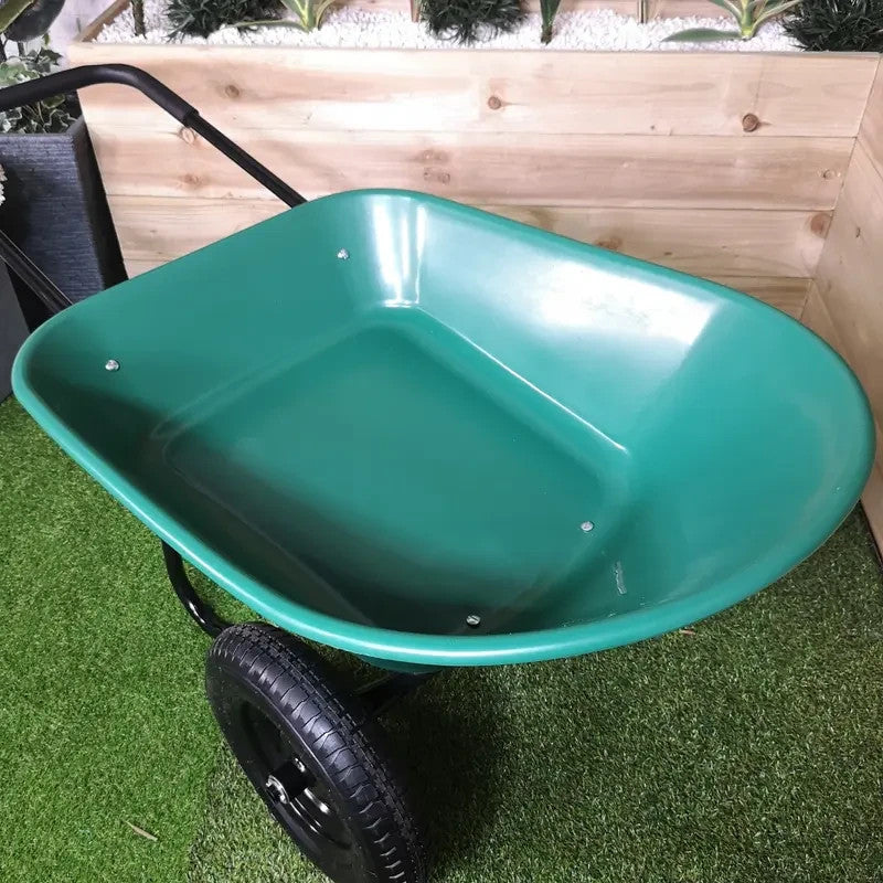 Heavy Duty Garden Wheelbarrow 2-Wheel Pneumatic Tyres Plastic Cart 150kg
