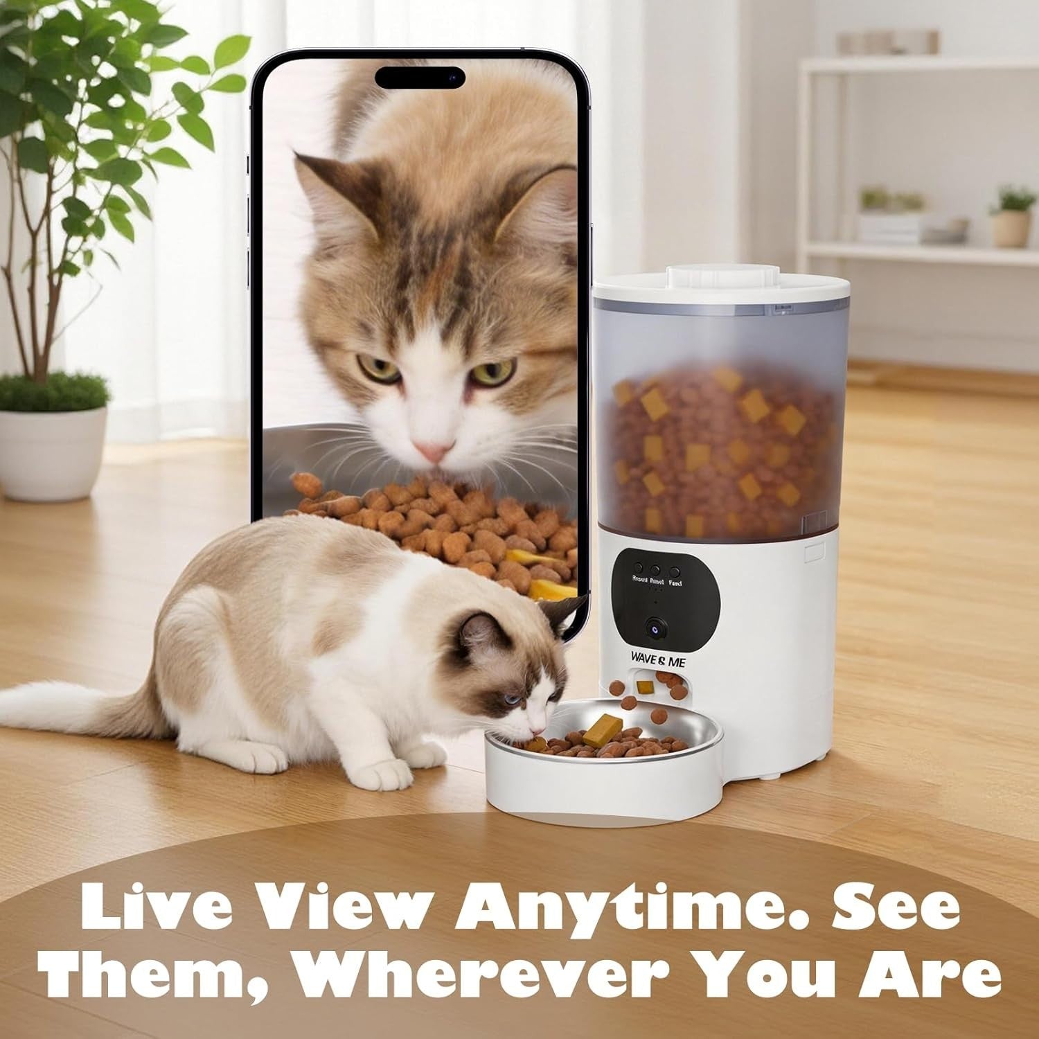 Smart Pet Feeder with Camera 5L WiFi Auto Food Dispenser HD Video