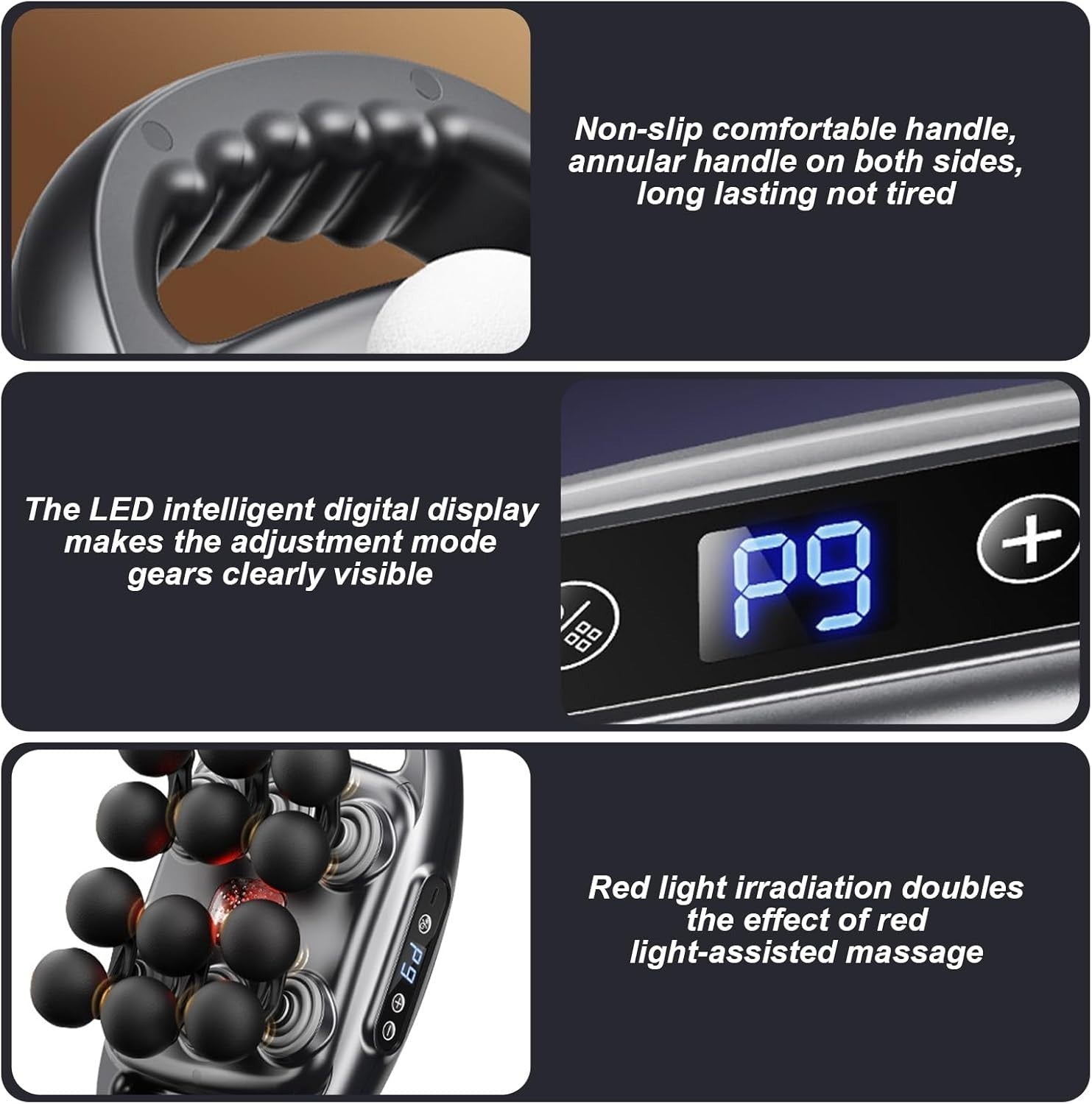 Heated Percussion Massage Gun 12 Head Deep Tissue Muscle Relief 9 Speed