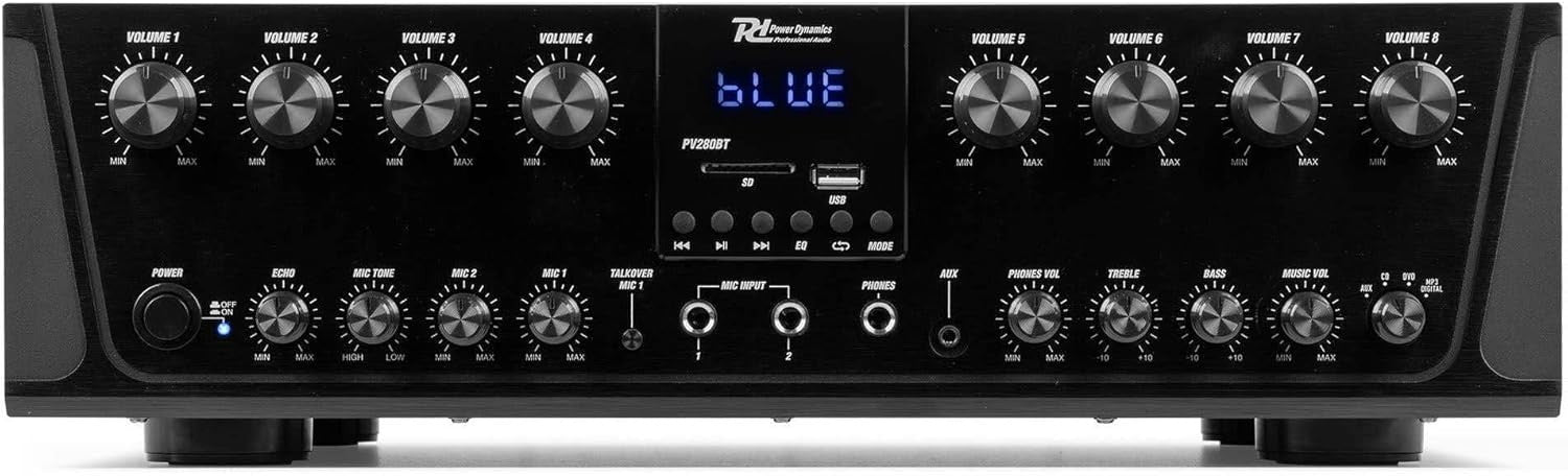 8 Zone Audio Amplifier 800W Multi Room Bluetooth USB FM