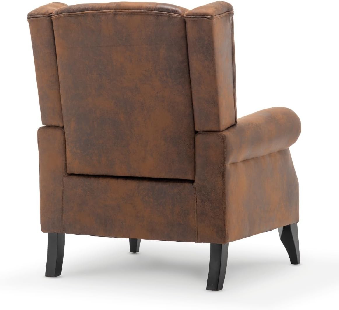Brown Faux Leather Wingback Armchair Chesterfield Fireside Chair