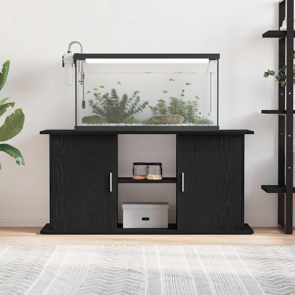 Large Black Fish Tank Stand 121x41x58cm with Storage, Modern Cabinet
