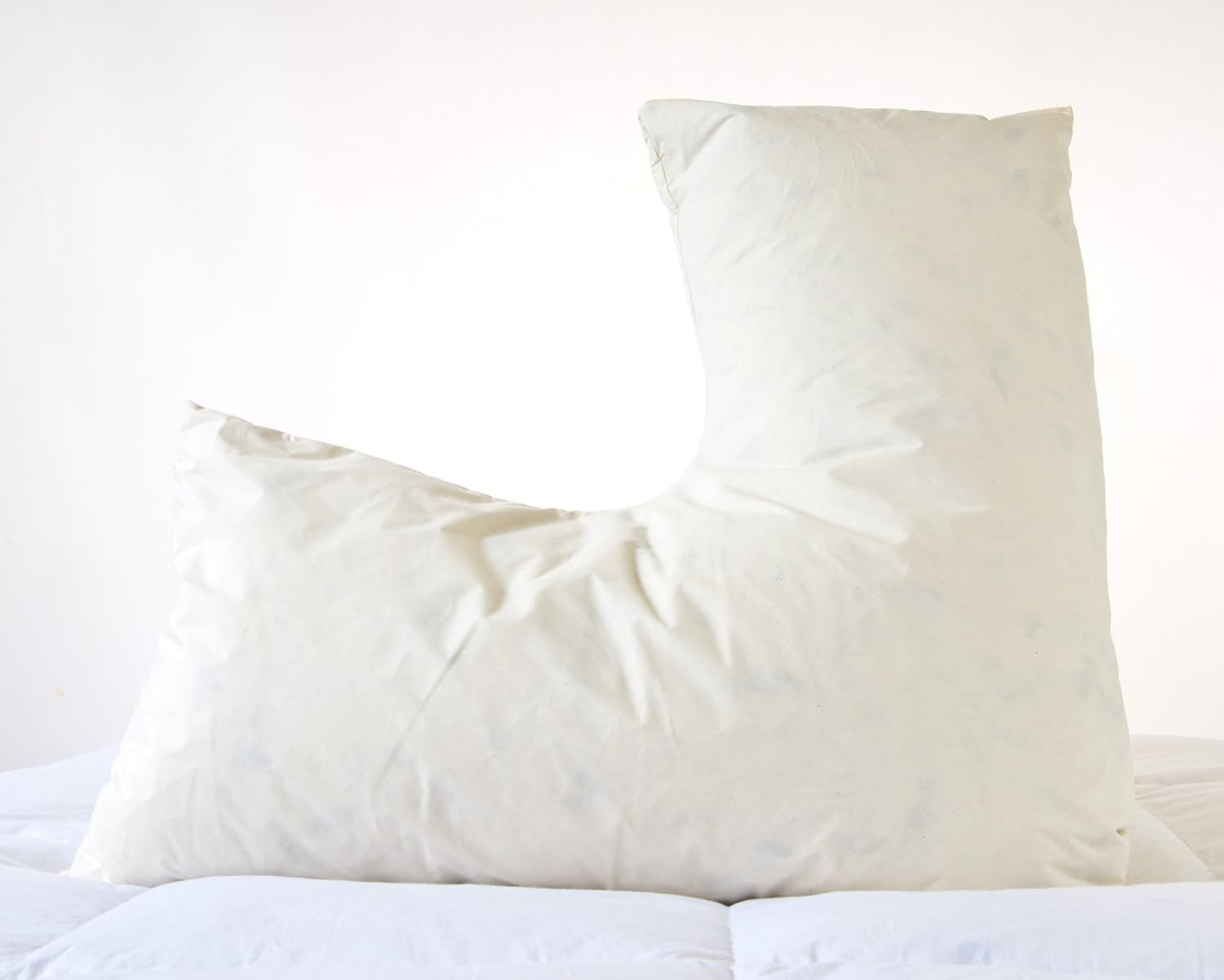 V Shaped Pregnancy Pillow Duck Feather Support Cotton Cover 32 Inch Blue