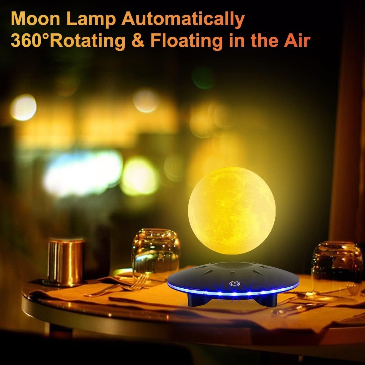 Levitating Moon Lamp 16 Colors, Magnetic Floating 3D Spinning LED Night Light