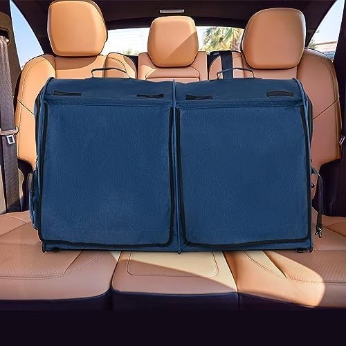 Foldable 2-in-1 Pet Carrier Navy Cat Dog Travel Crate with Hammocks & Litter Box