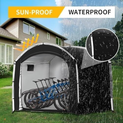 Portable Bike Storage Shed Tent Waterproof for 2-4 Bikes Outdoor