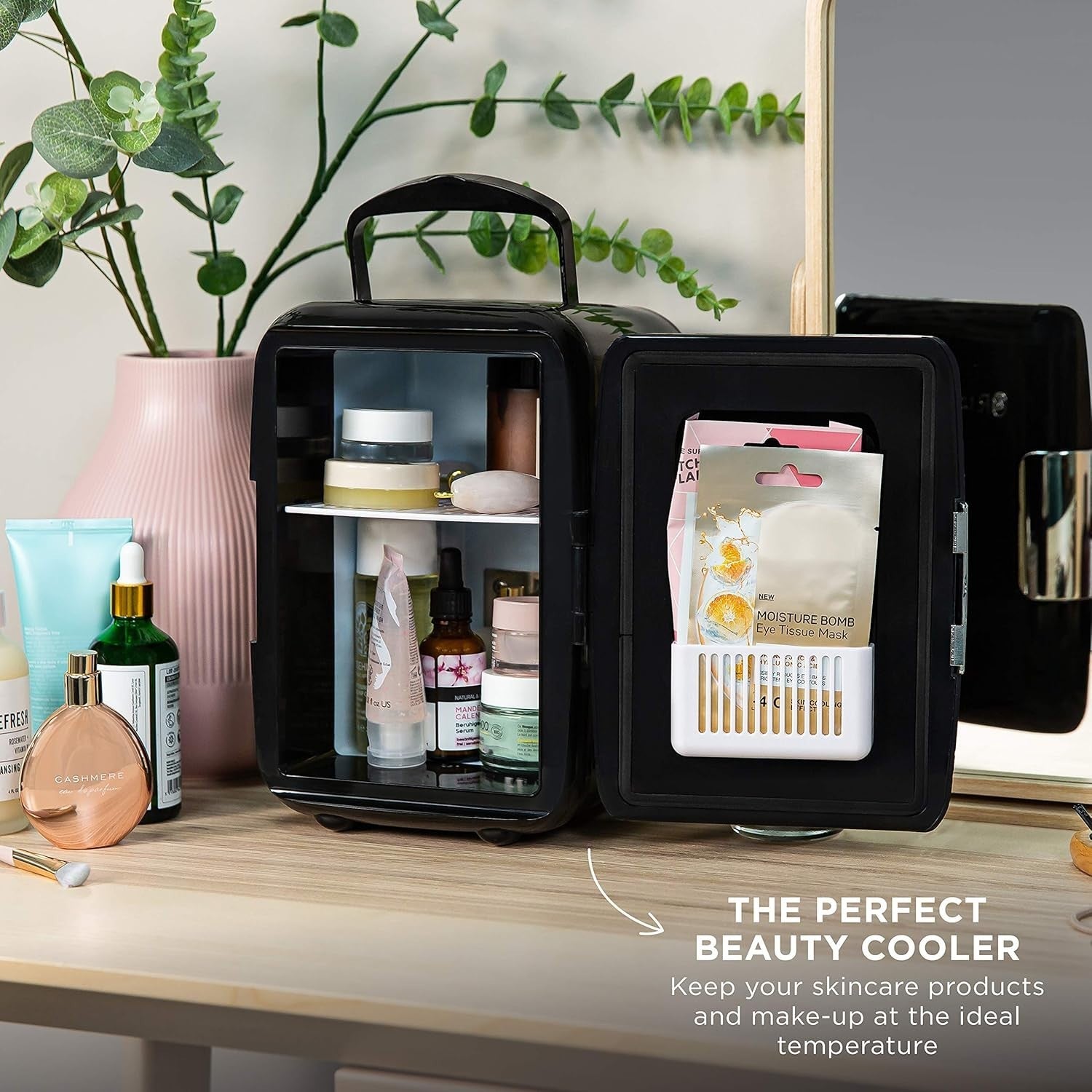 Portable 4L Mini Cooler & Warmer Retro Style for Office Bedroom Car Black