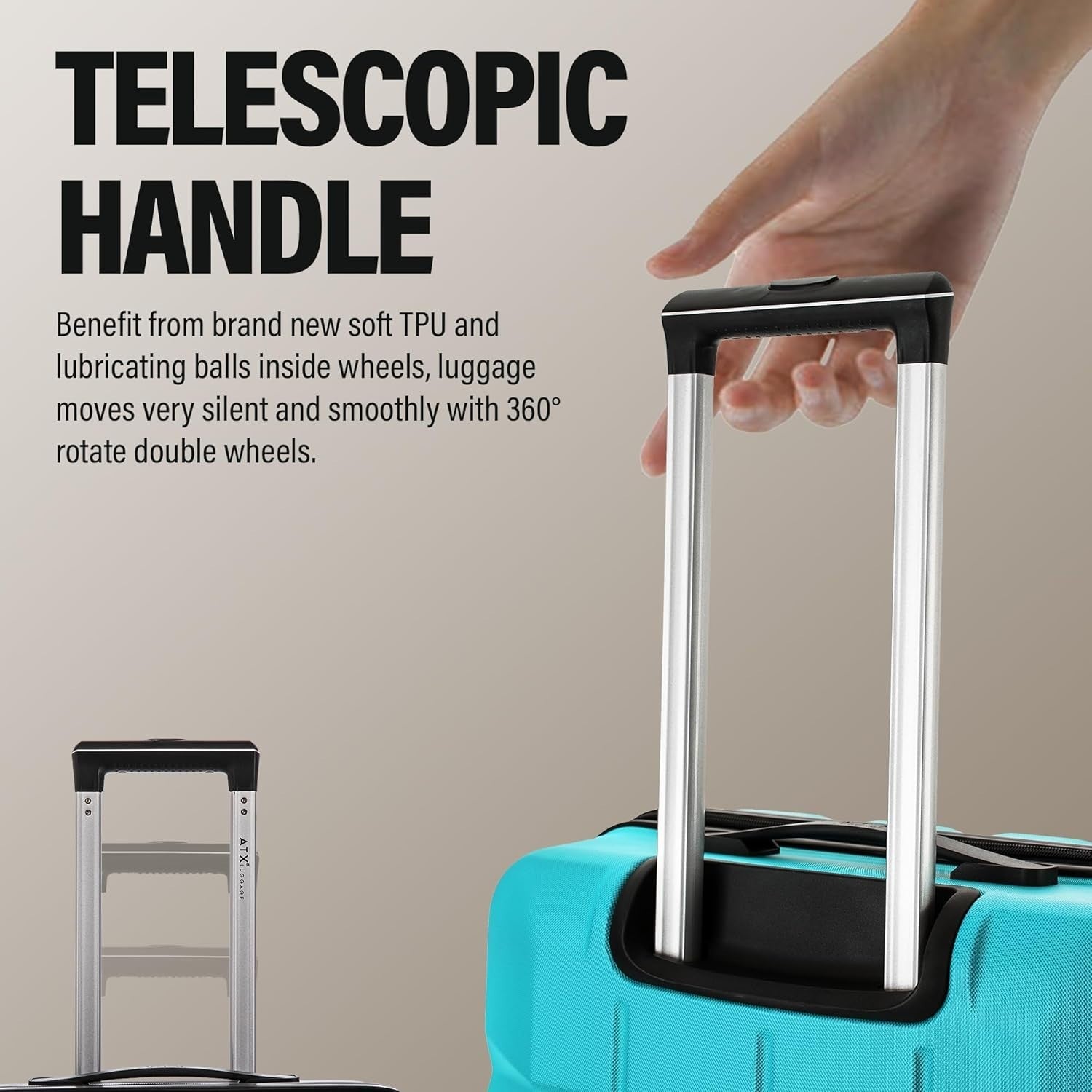 Medium ABS Hard Shell Suitcase 4 Spinner Wheels TSA Lock 65L Mint
