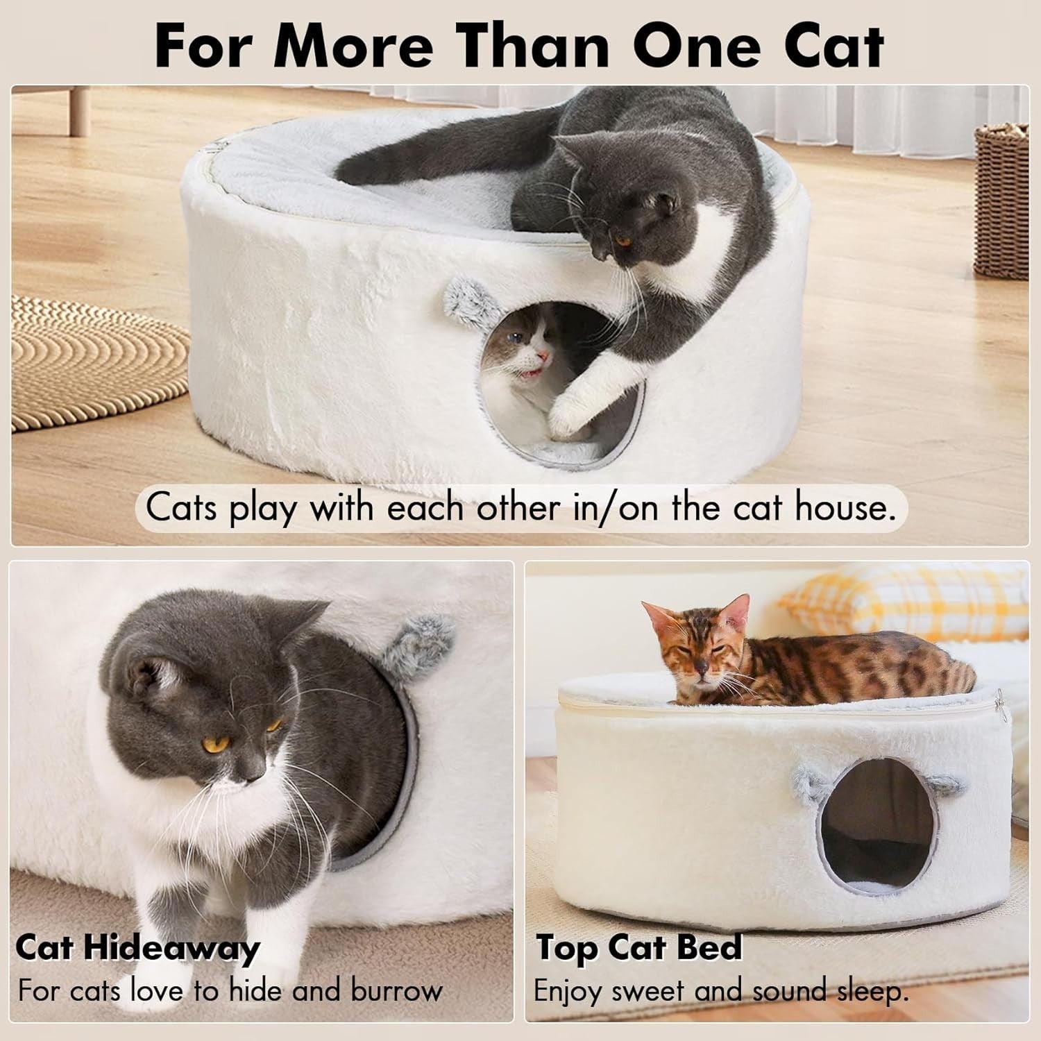 2 Tier Cat Cave Bed Metal Frame Enclosed House w Removable Cover