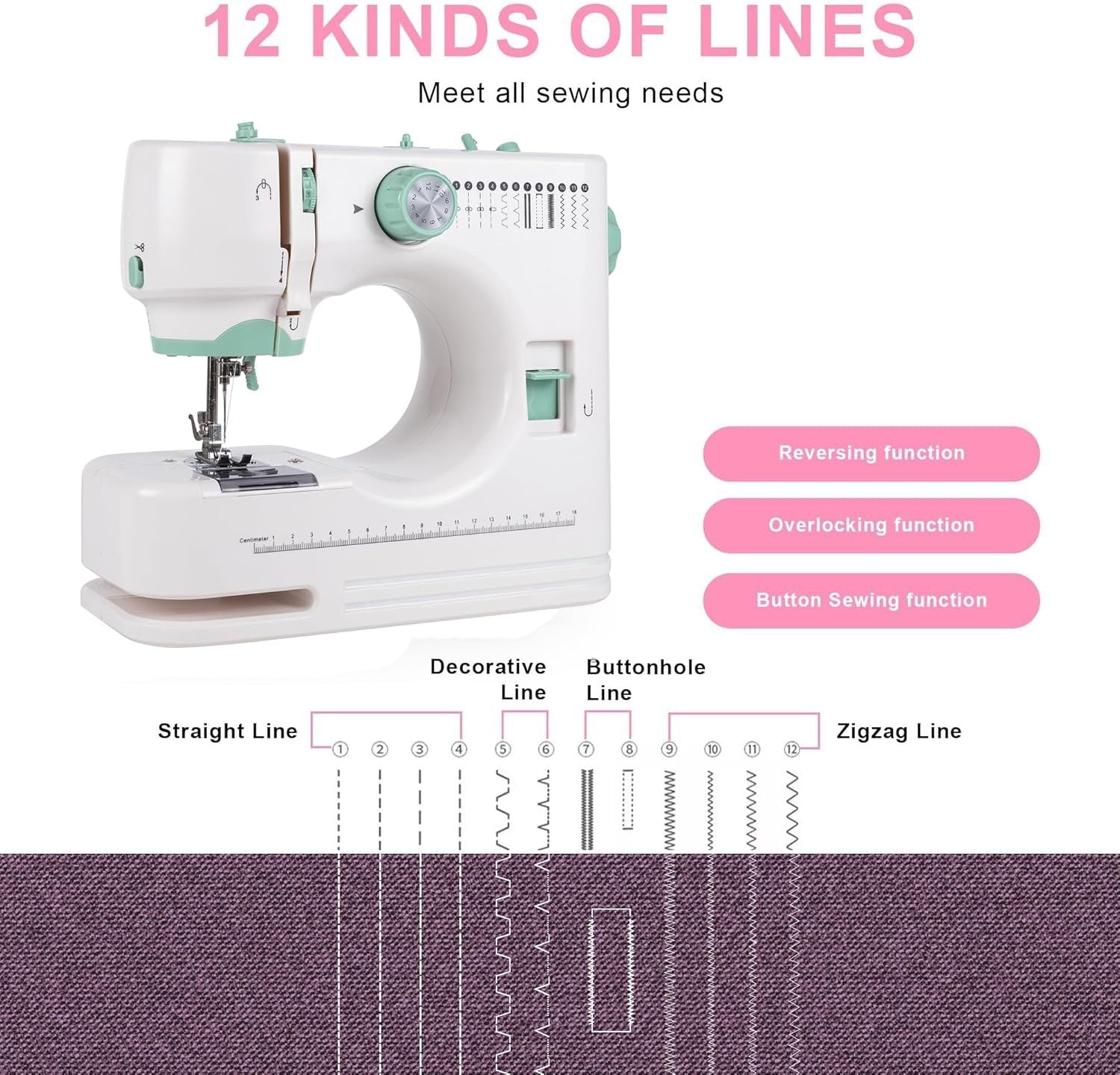 Mini Sewing Machine 12 Stitches Double Needle LED Foot Pedal Kit