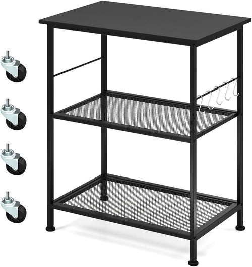 3 Tier Kitchen Trolley on Wheels Microwave Stand Metal Storage Cart