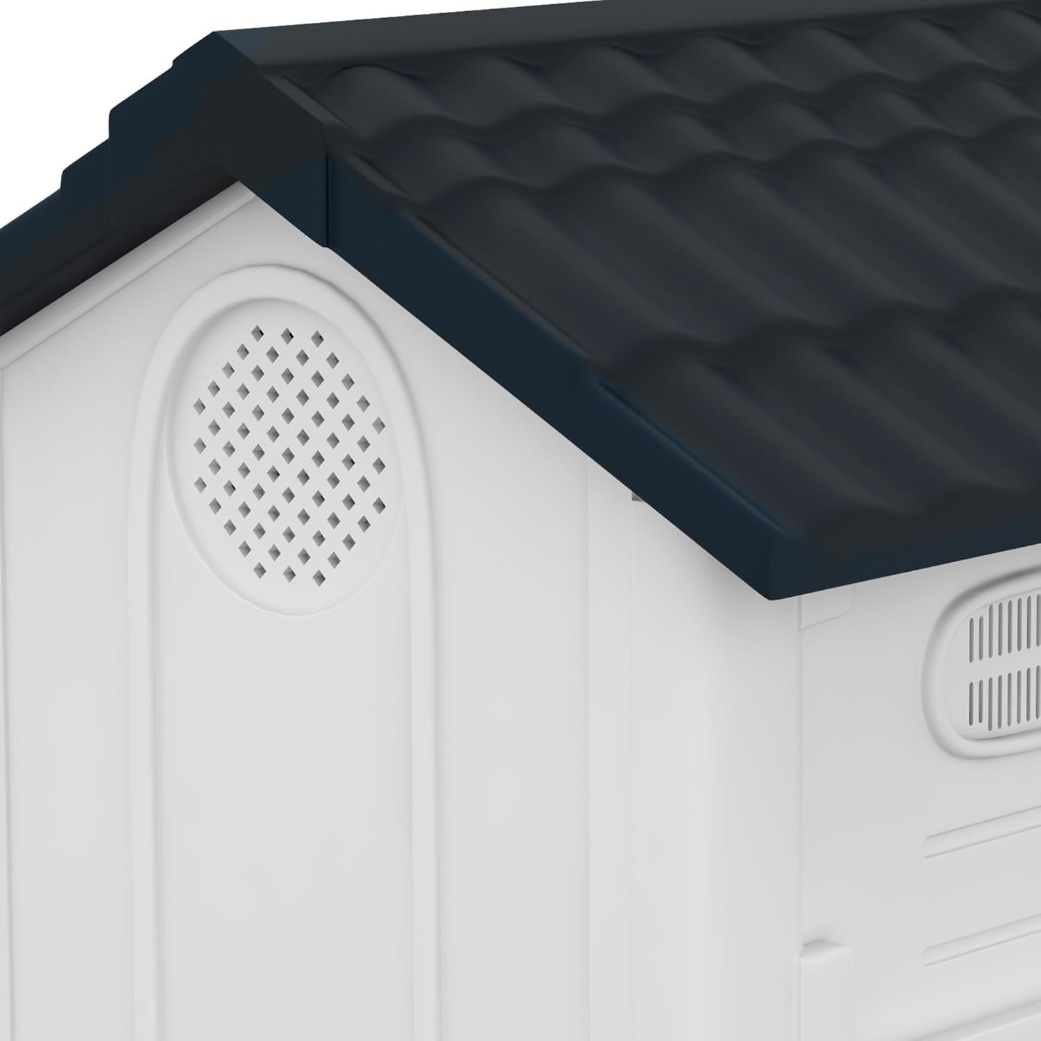 Outdoor Dog Kennel Small Pet House – Weatherproof, Raised Base, Grey 80cm