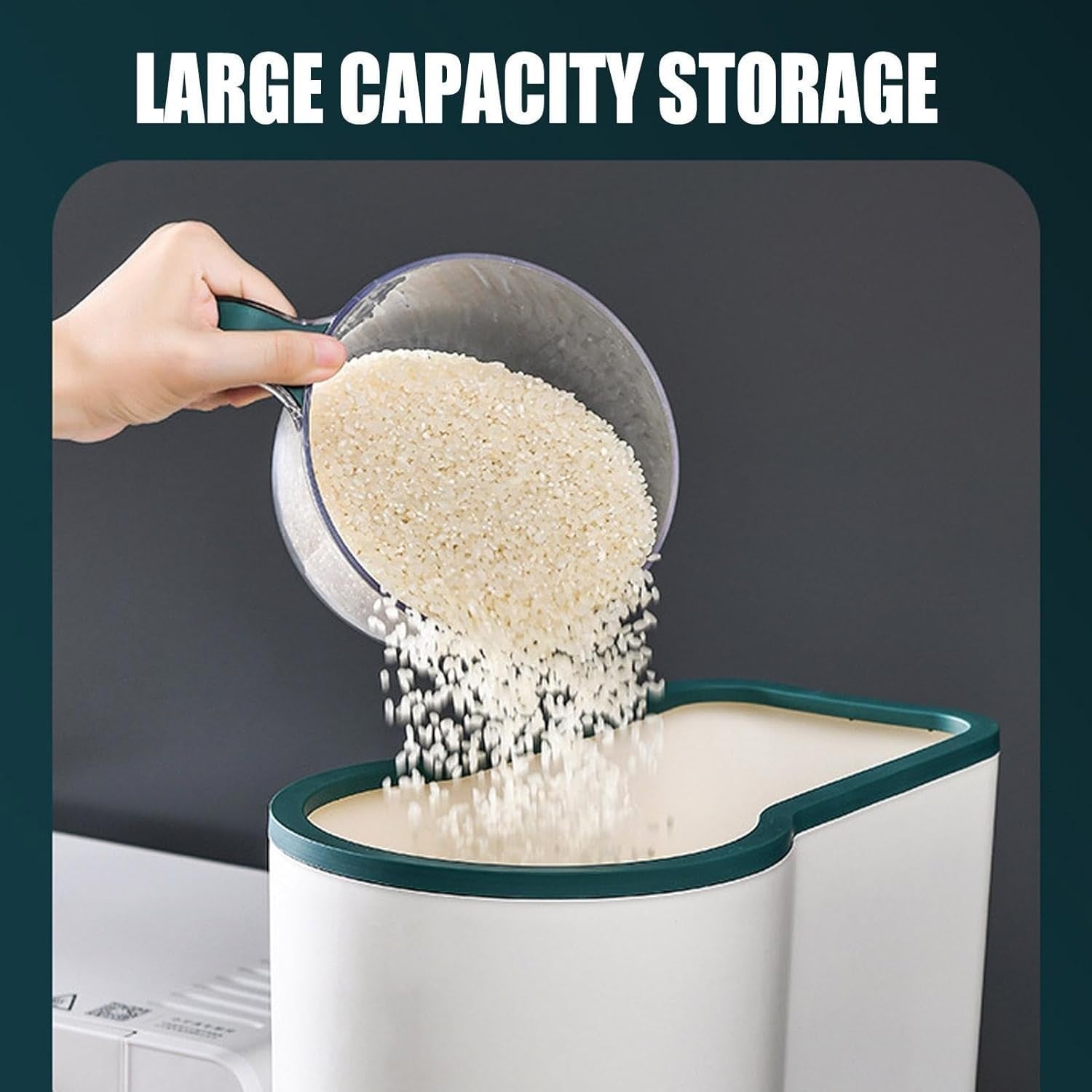 5KG 10KG Press Rice Dispenser with Measuring Cup Grain Storage Bin