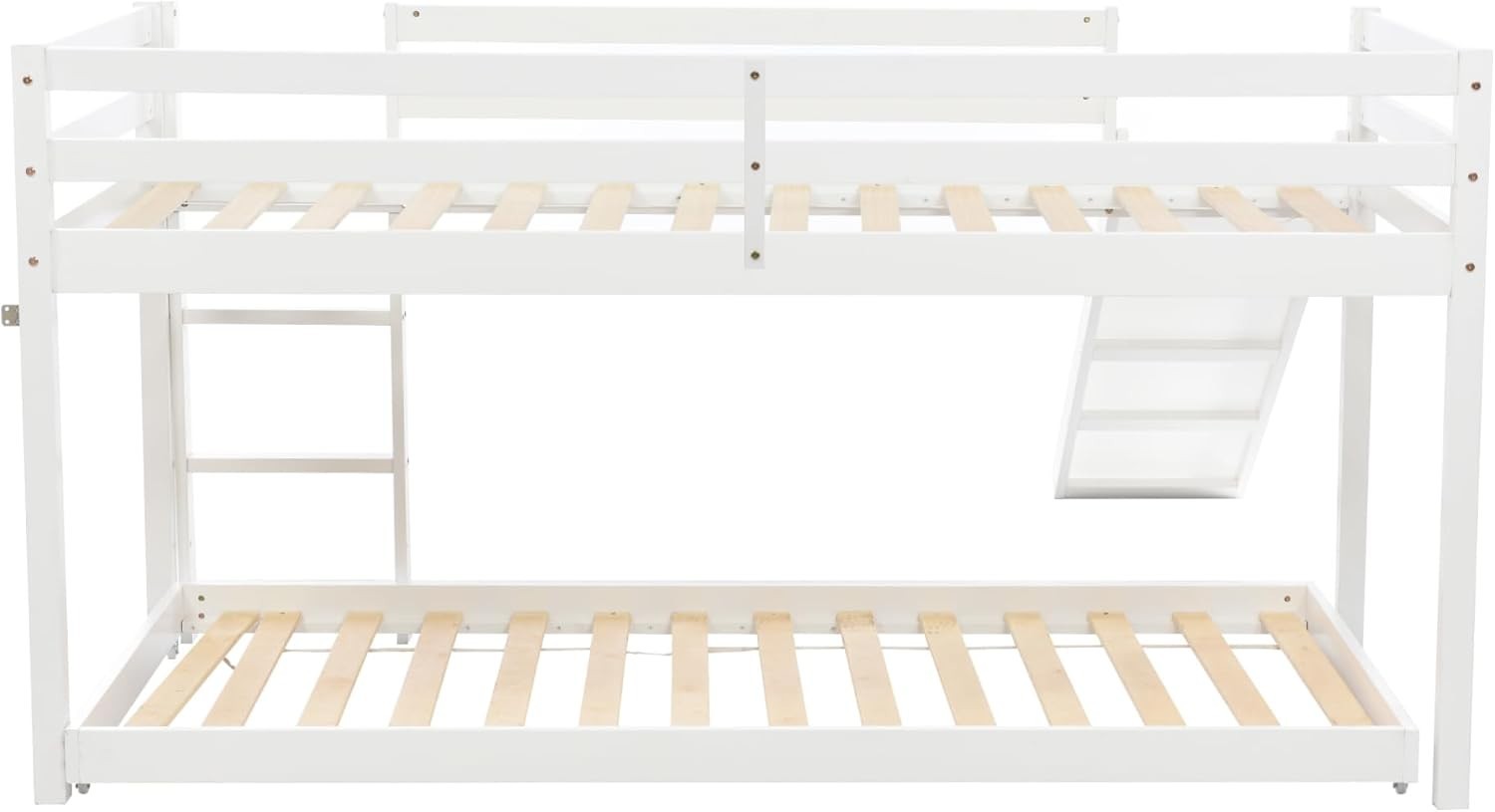 Kids Cabin Bunk Bed with Slide & Ladder, Adjustable Loft Frame, 190x90 + 200x90c