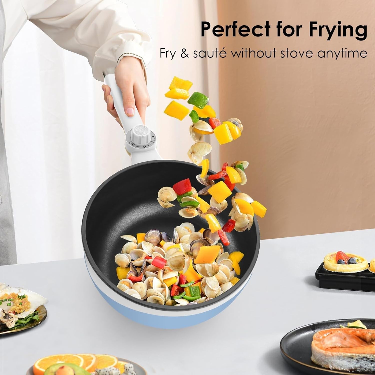 Electric Hot Pot Cooker 1.7L Nonstick Multi Cooker Steamer Pan UK
