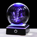 3D Crystal Lily of the Valley Cat Ball LED Light Ornament 8cm K9 Glass Gift