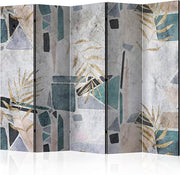 Palm Leaf 5 Panel Room Divider 225x172cm Double Sided Acoustic Screen