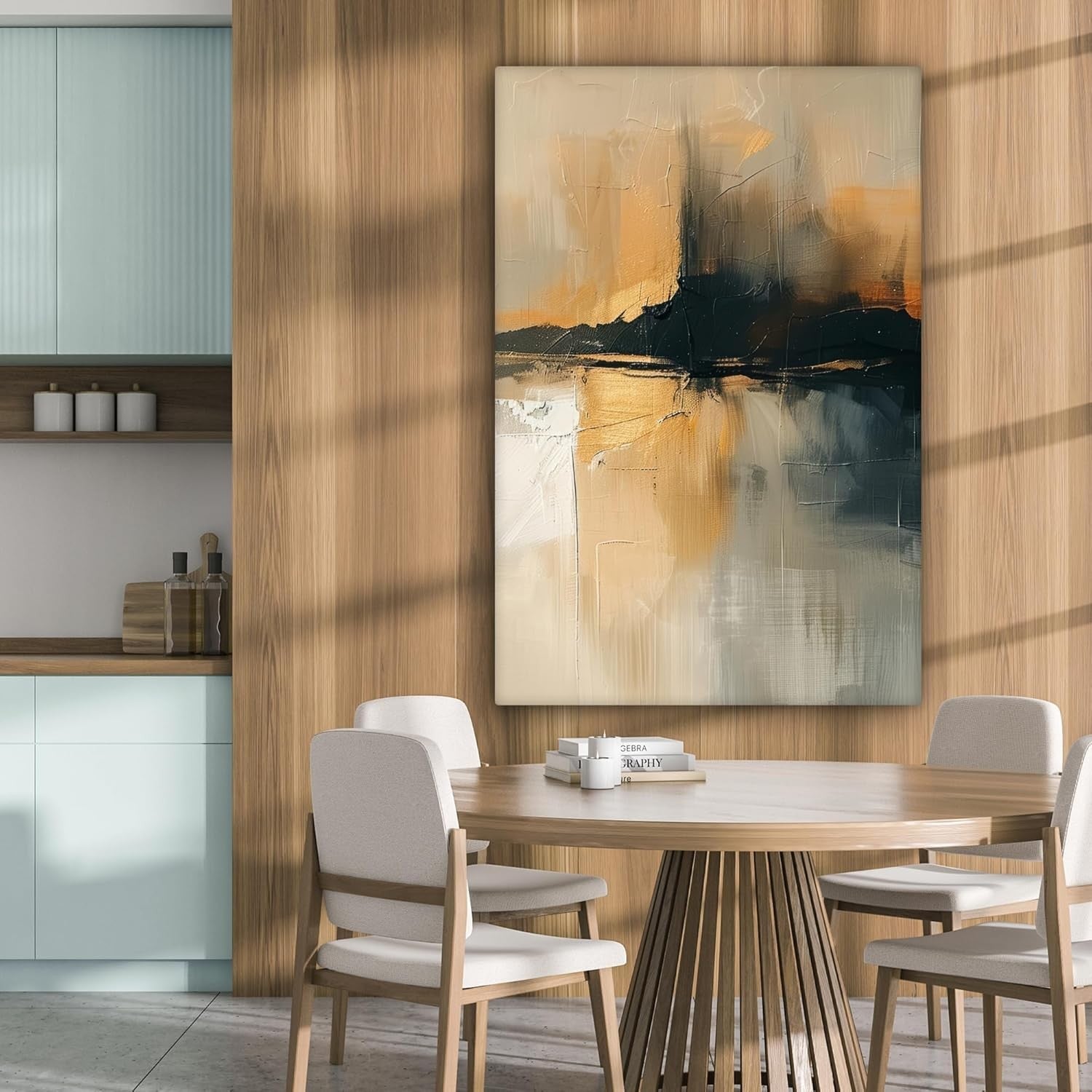 Large Abstract Canvas Wall Art Black Gold Modern Painting 80x120cm