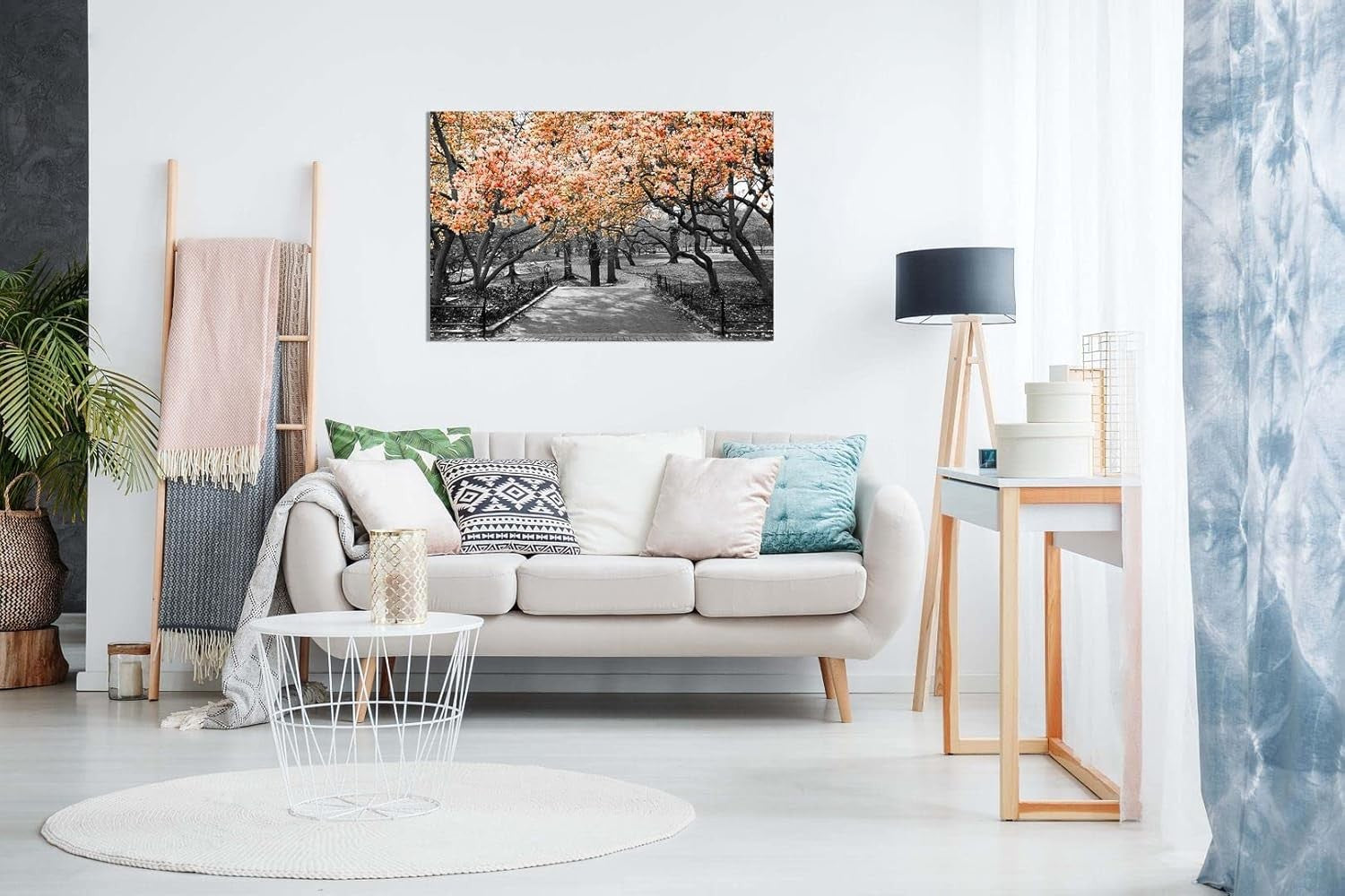 Black White Orange Blossom Canvas Wall Art Large Floral Landscape Home Decor