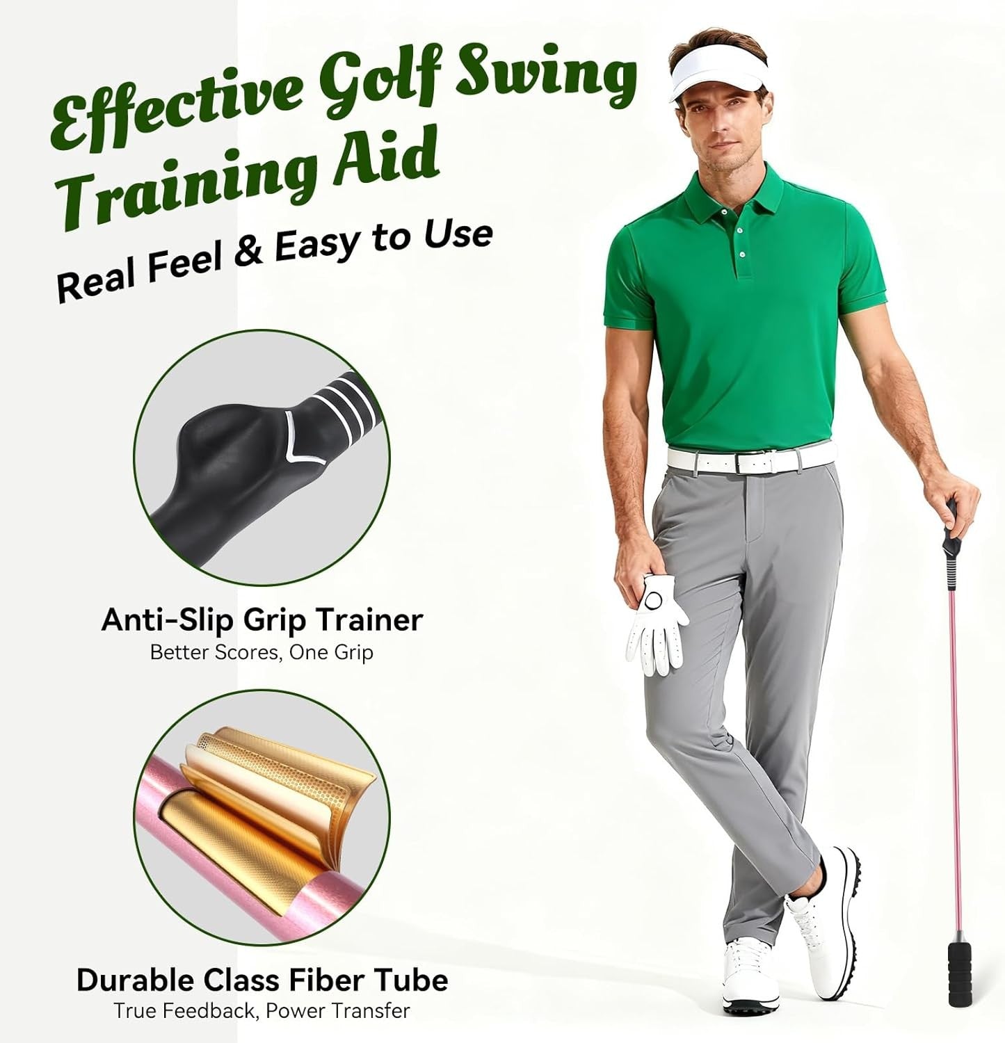 Golf Swing Tempo & Grip Trainer Click Stick Speed Aid