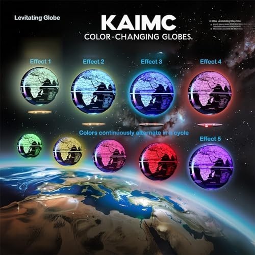 Black Magnetic Levitating World Globe LED Floating Desk Lamp