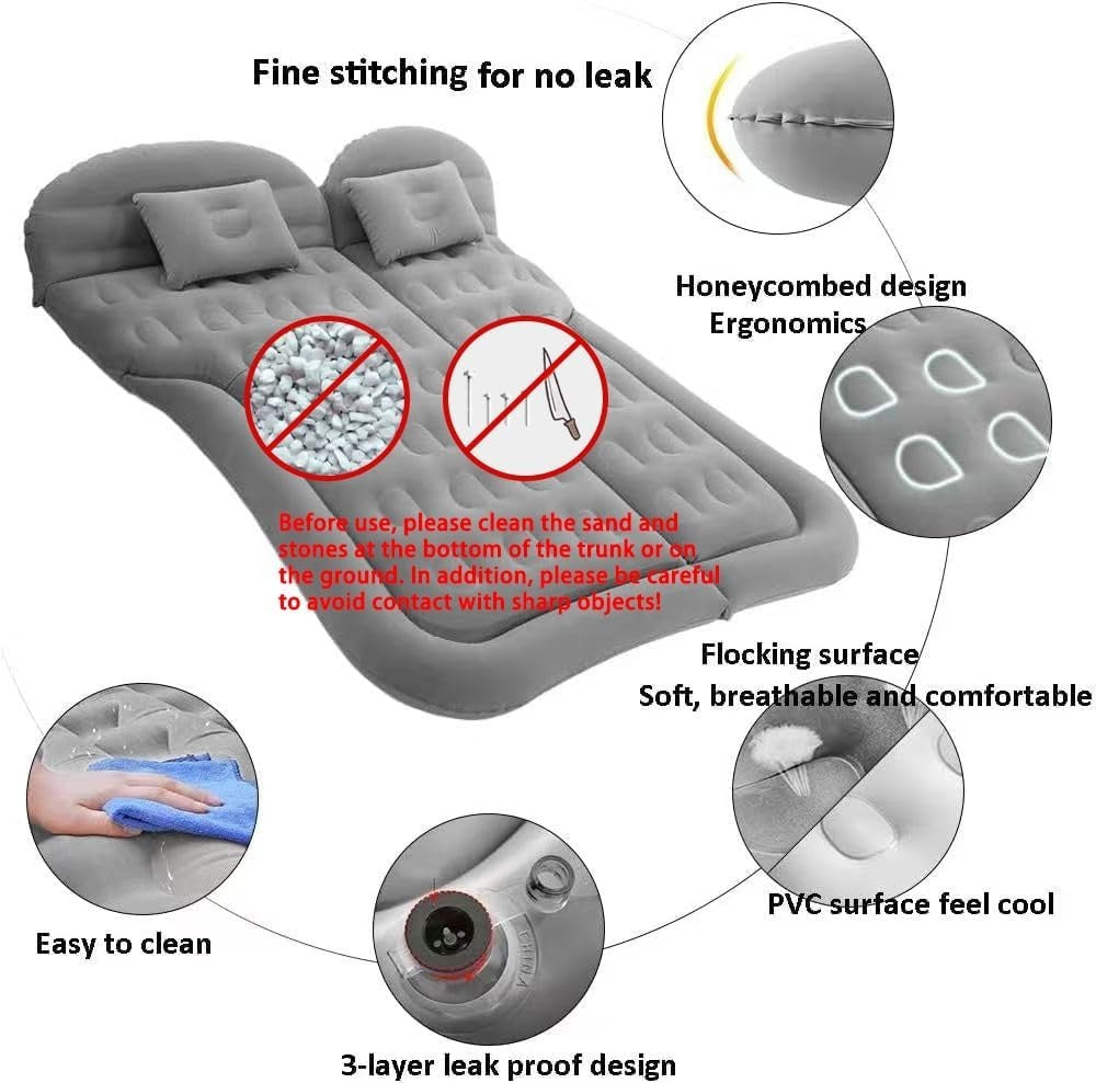 Luxury SUV Car Air Mattress Double Inflatable Camping Bed w Pump & Pillows