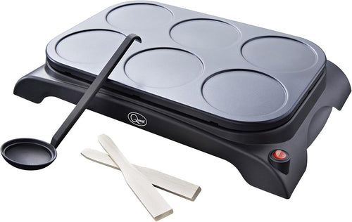6-Mould Electric Pancake & Mini Grill 1000W Non-Stick with Tools