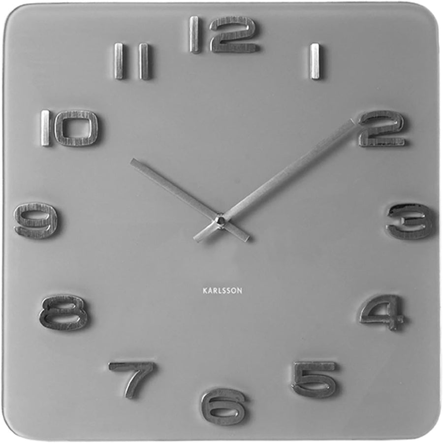Vintage Grey Glass Wall Clock 35cm Retro Square Silent Quartz Home Decor