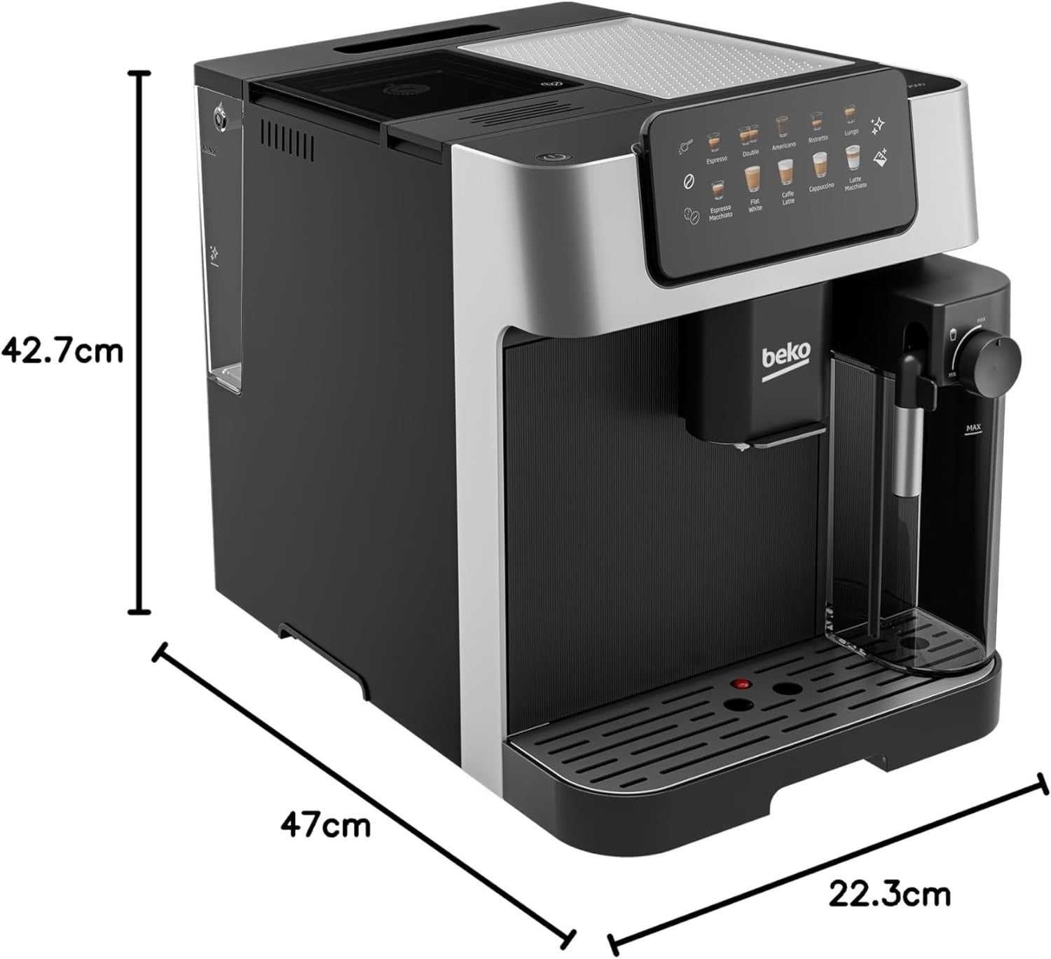 Automatic Bean-to-Cup Coffee Machine | Touch Display | Milk System | 19 Bar | 2L