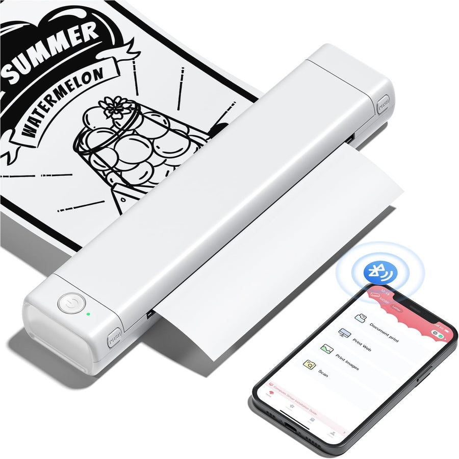 A4 Portable Thermal Printer Bluetooth Wireless Inkless White