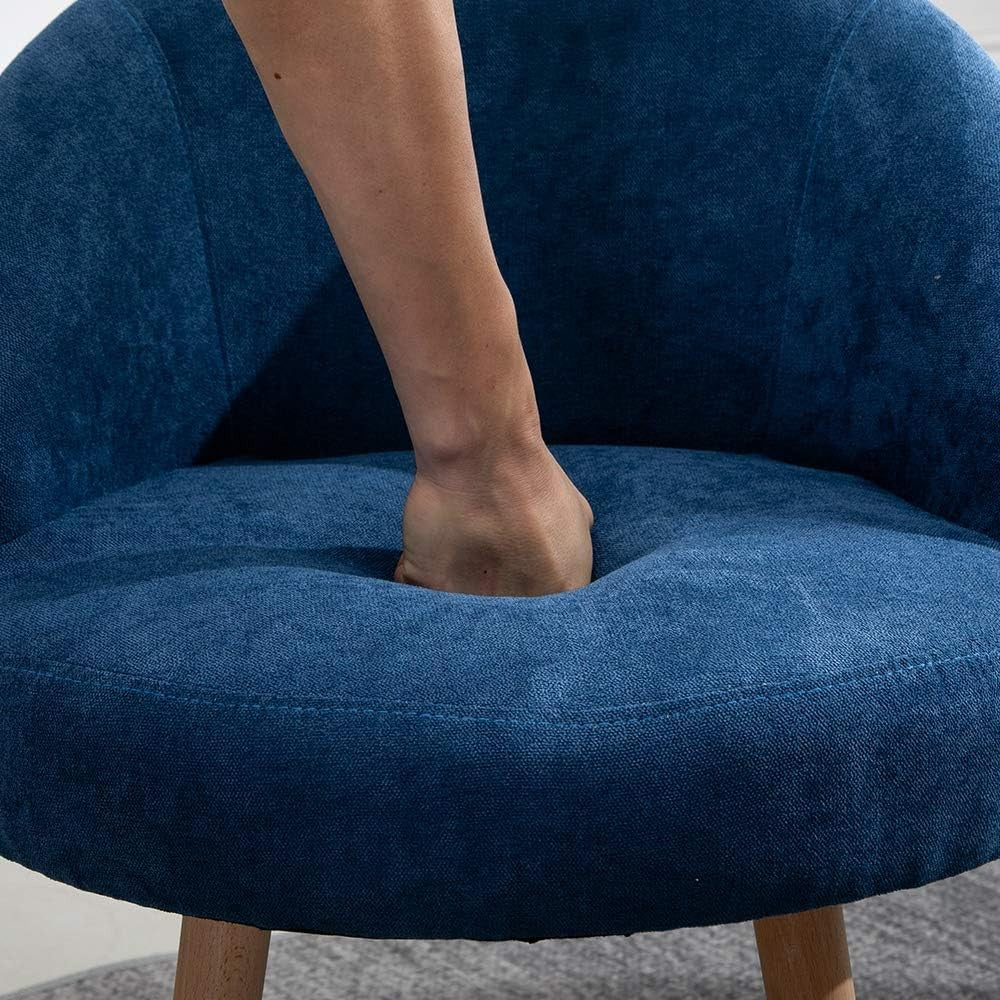 Set of 2 Small Linen Tub Chairs Lounge Side Armchairs Blue