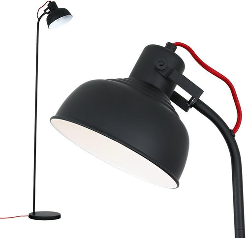 Retro Black Floor Lamp Curved Metal Reading Light E14 Standing Lamp