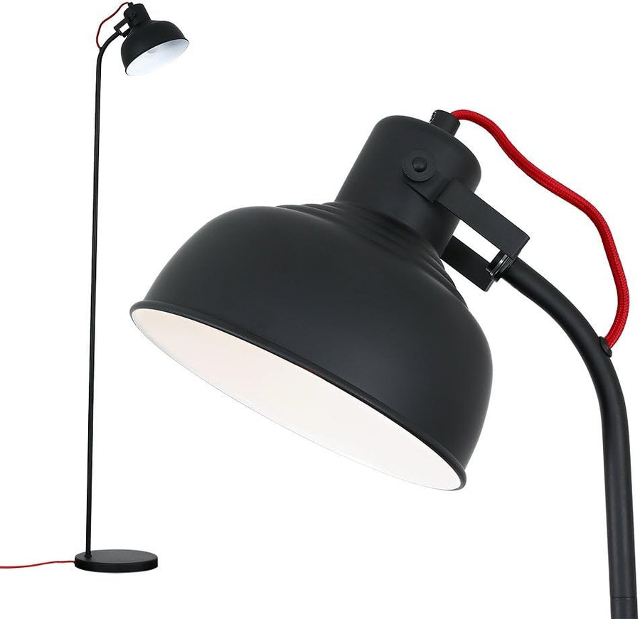 Retro Black Floor Lamp Curved Metal Reading Light E14 Standing Lamp