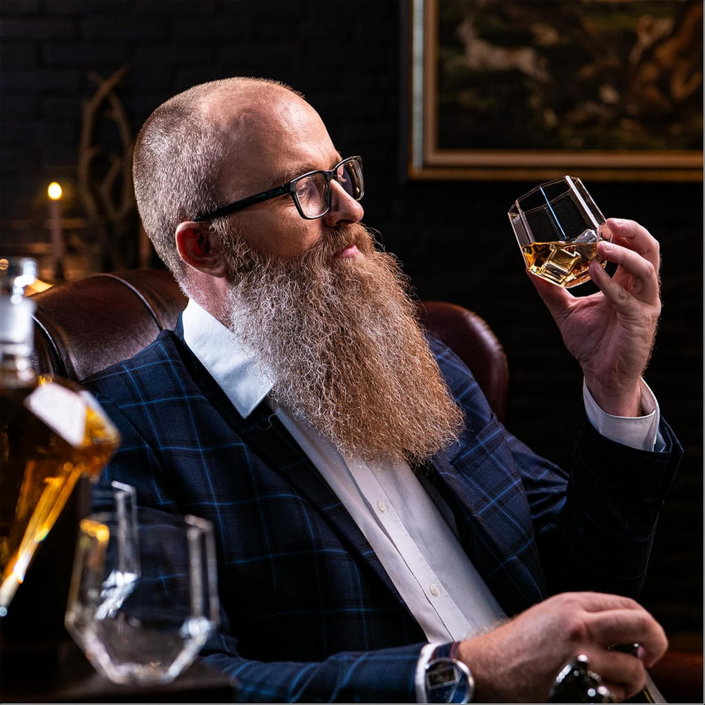 1000ml Diamond Whiskey Decanter Set with 4 Glasses Stones Luxury Men’s Gift Bar