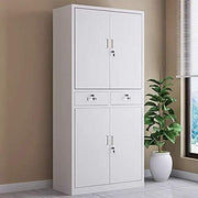 Metal Office Storage Cabinet 4 Door 2 Drawer Lockable Cupboard with Shelves 180C