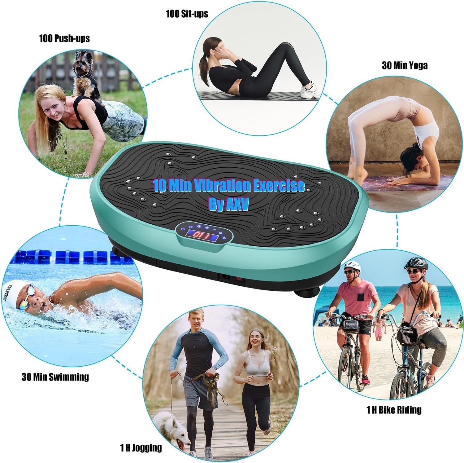 Blue Whole Body Vibration Plate Fitness Machine Weight Loss 120 Speeds