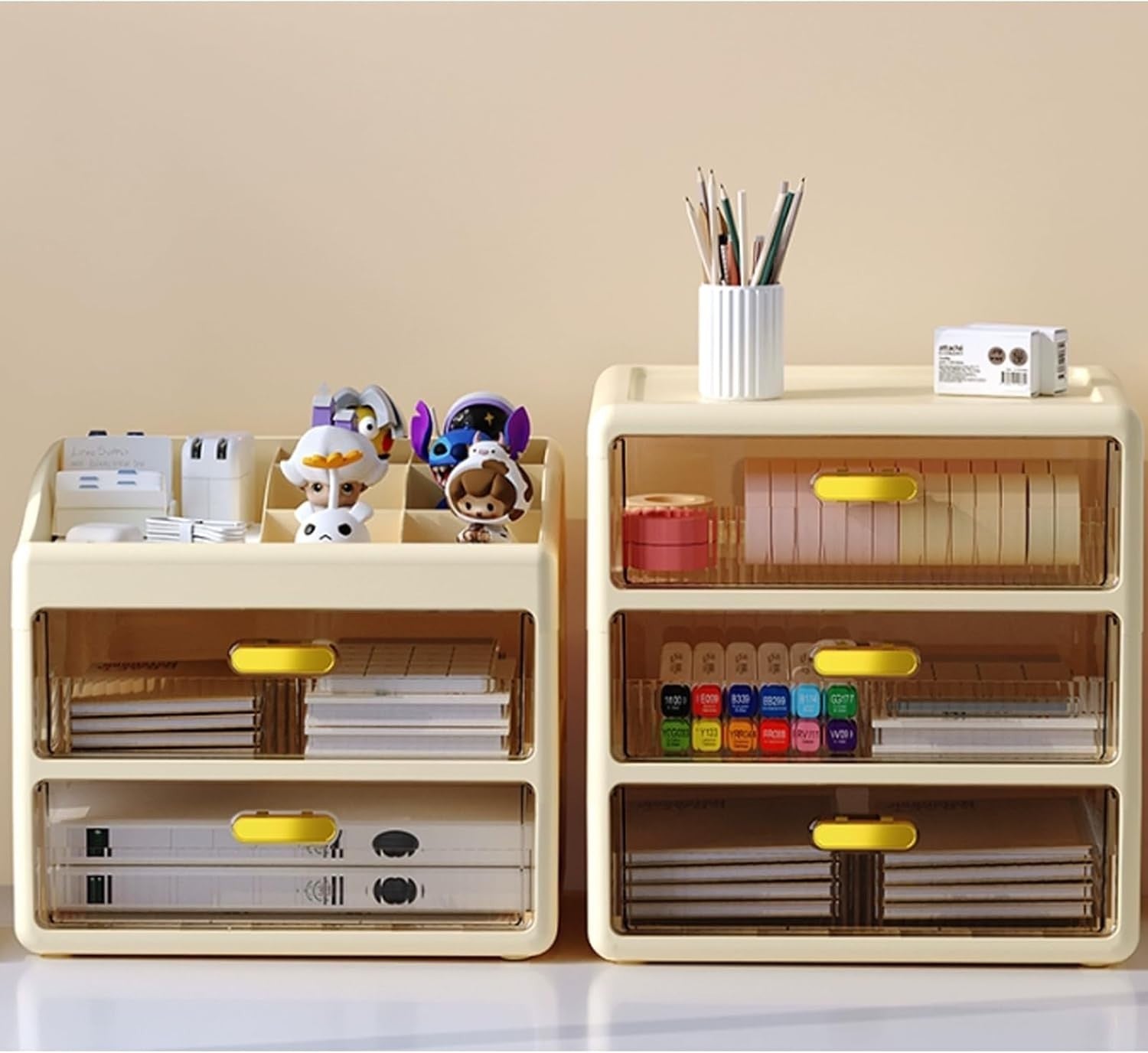 5-Layer White Desk Organizer Storage Drawers for Office, Makeup & Crafts
