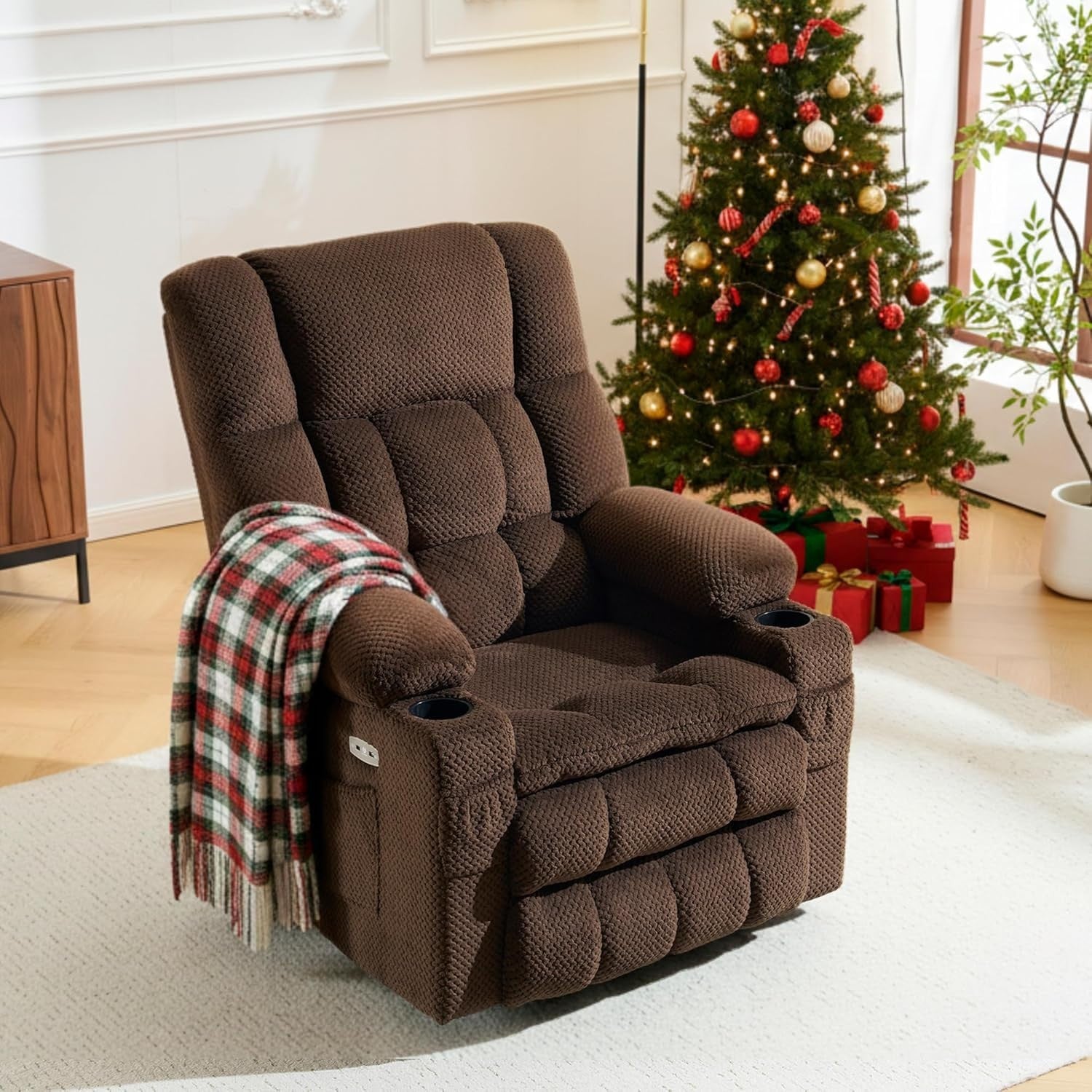 Dual Motor Lift Recliner Chair Heat Massage Elderly Riser USB Large Footrest