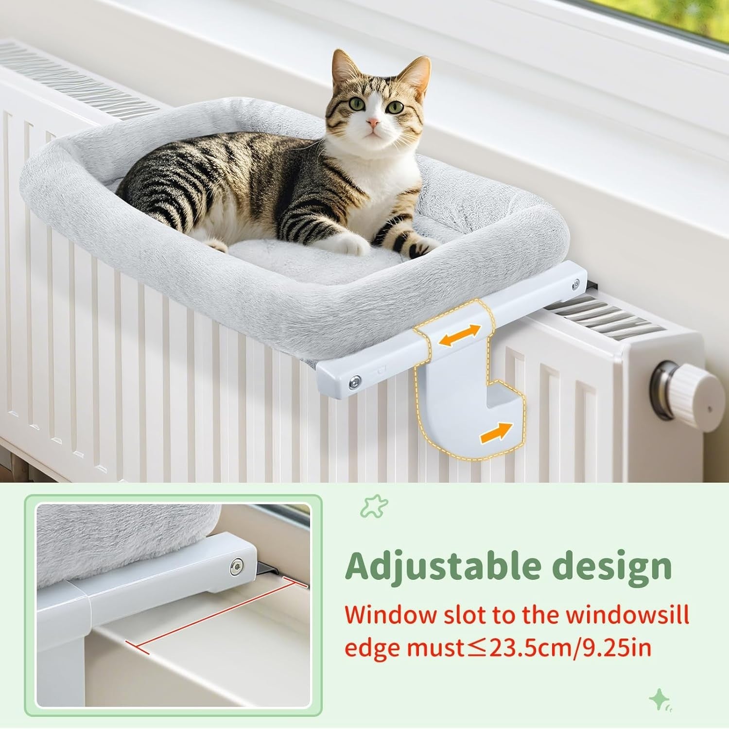 Adjustable Cat Window Radiator Hammock Bed No Drill Holds 18kg