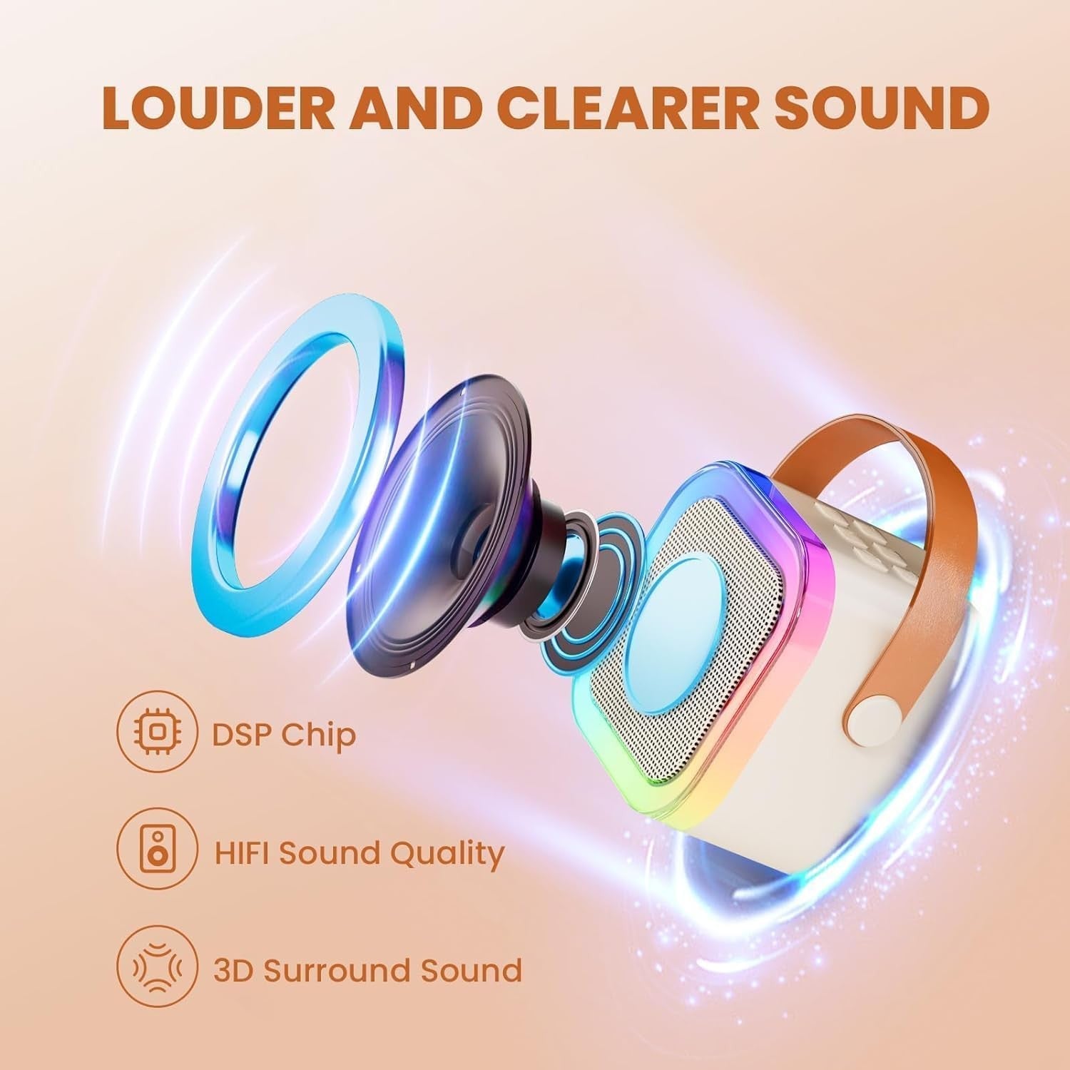 Kids Karaoke Machine 2 Microphones Bluetooth LED Voice Changer