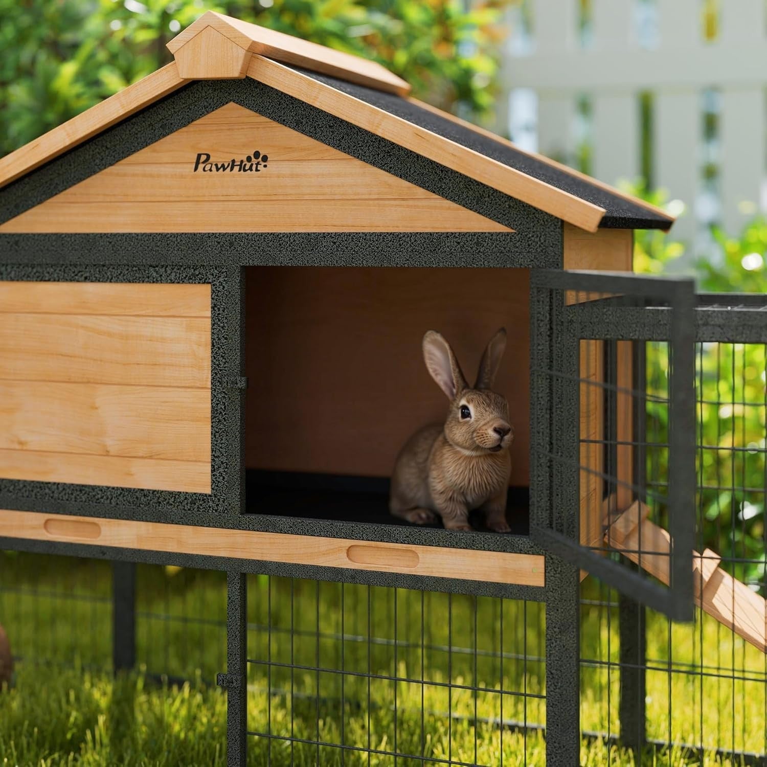Large Outdoor Rabbit Hutch with Run Wooden Guinea Pig Cage Ramp Tray