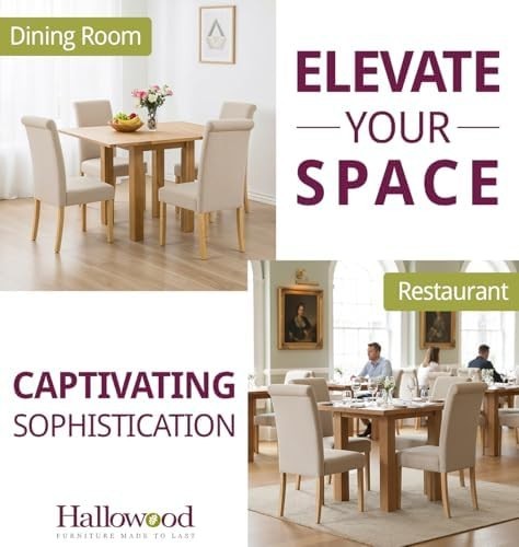Folding Dining Table and 4 Chairs Set Light Oak Cream for Small Spaces