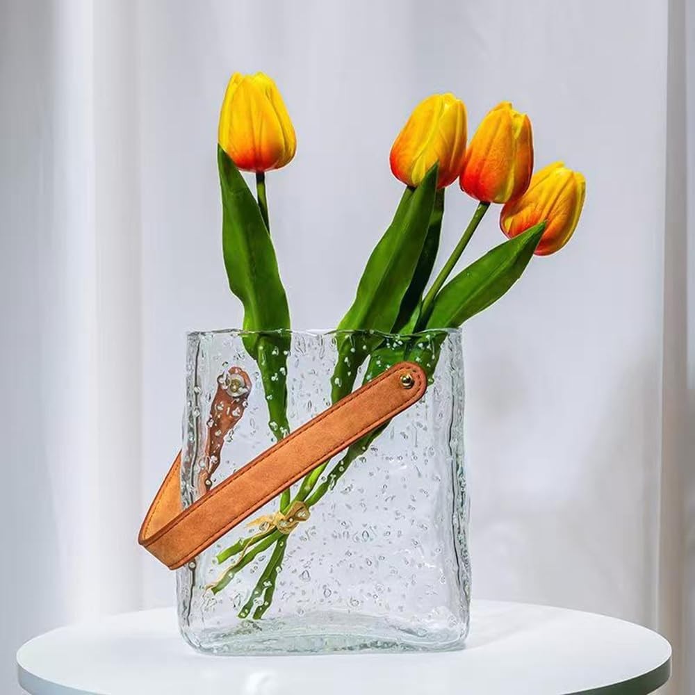 Glow Glass Bag Vase Luminous Handmade Flower Holder Table Home Decor