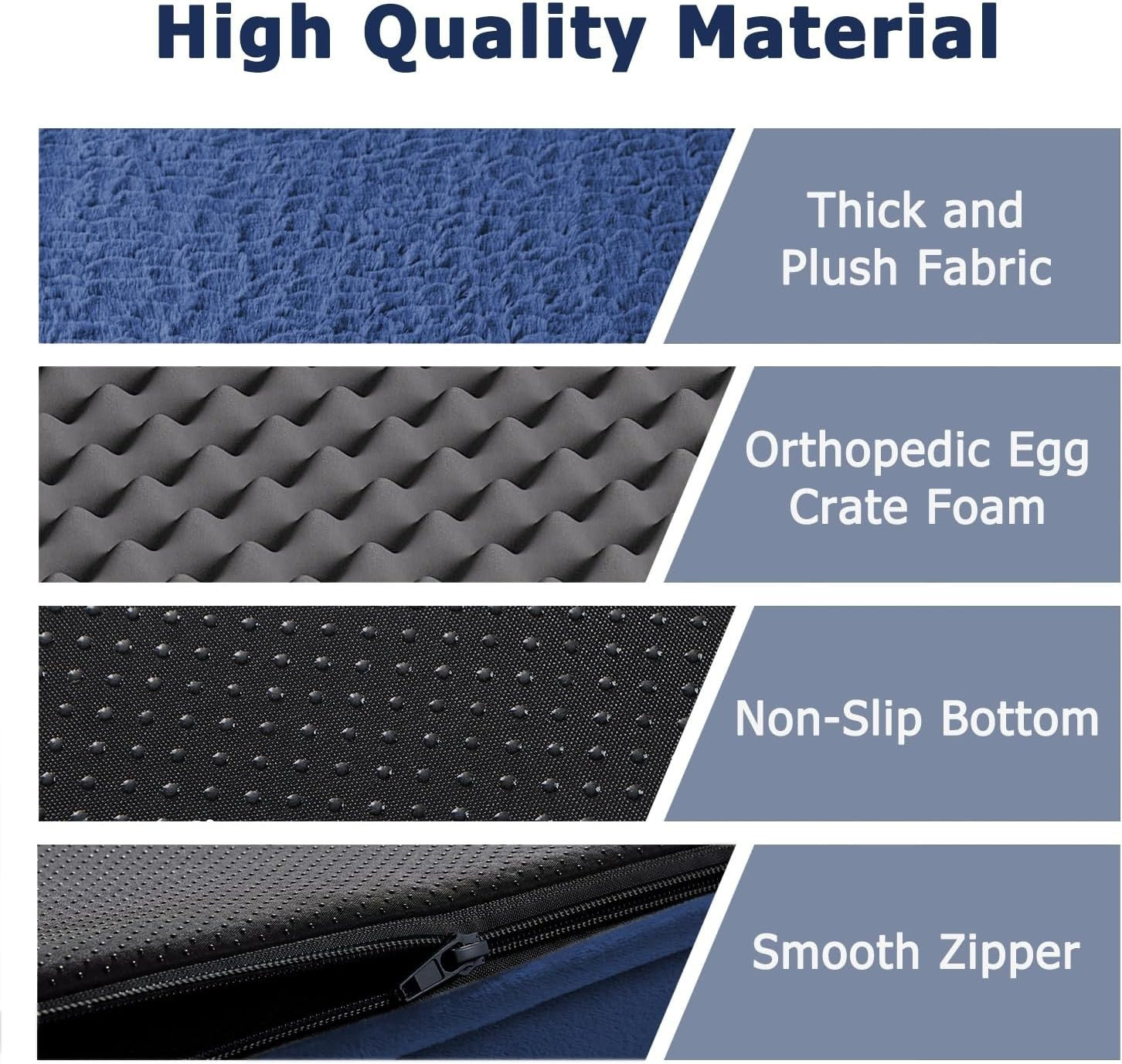 Large Orthopedic Dog Bed 91x68cm U-Shape Navy