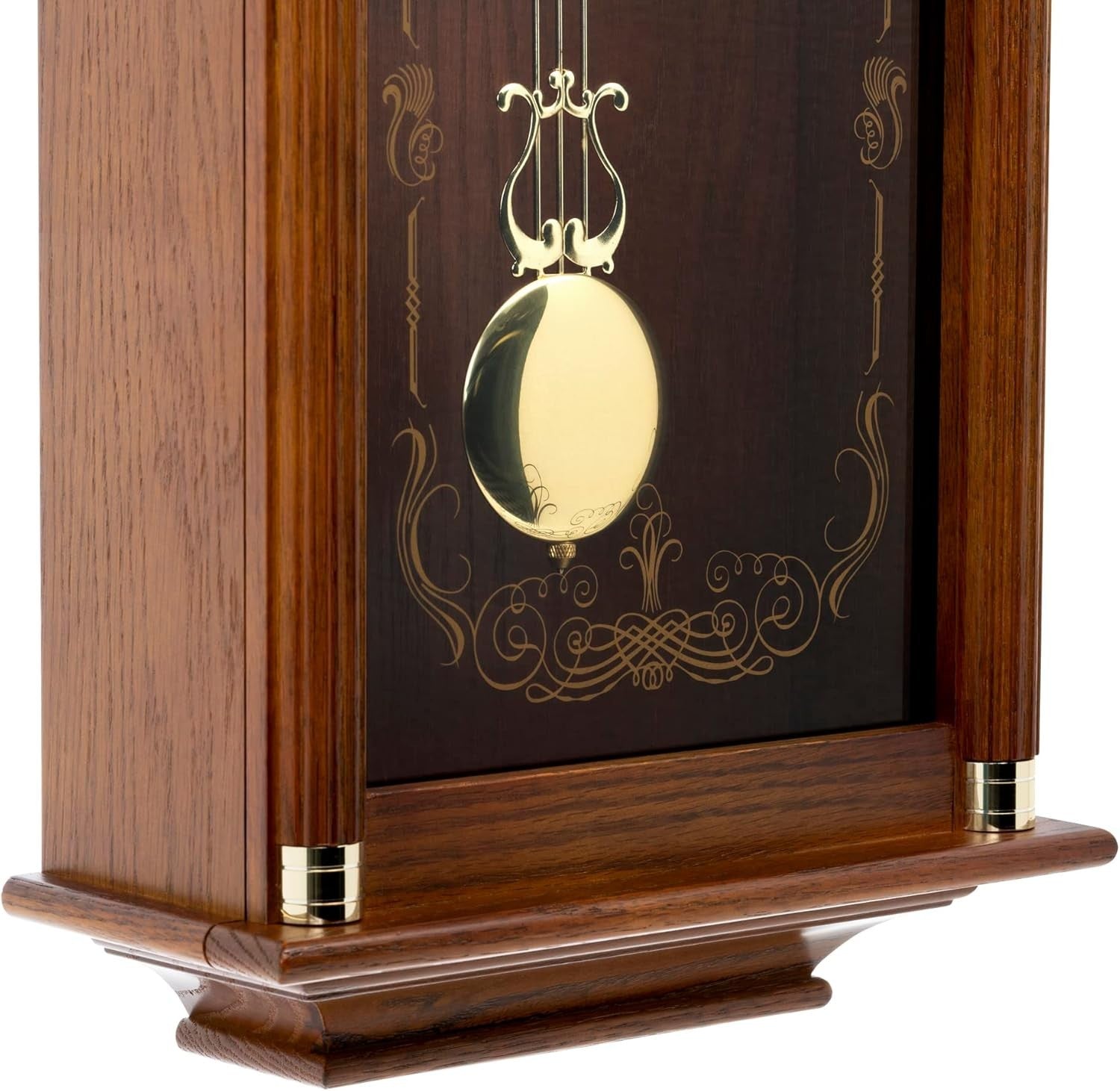 Quartz Wall Clock with Westminster Dual Chime & Silent Pendulum Brown